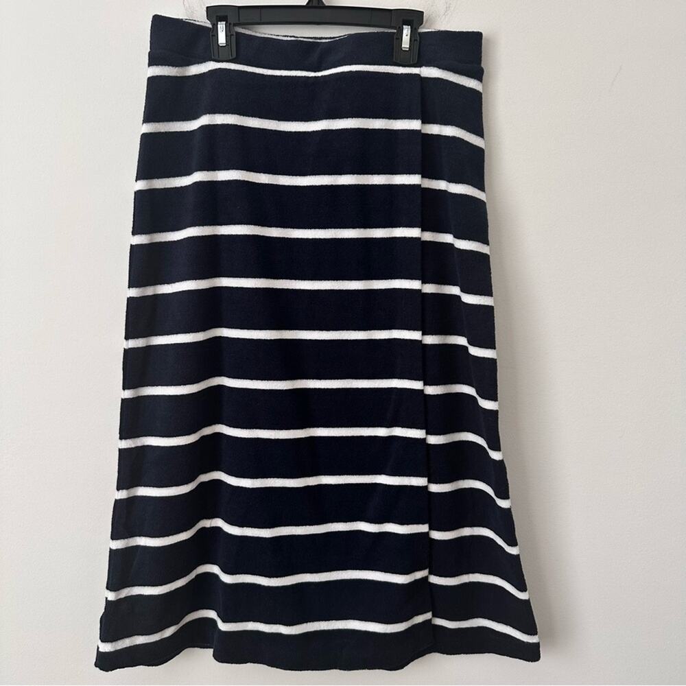 Club Monaco Beachy Navy and White Striped Midi Skirt